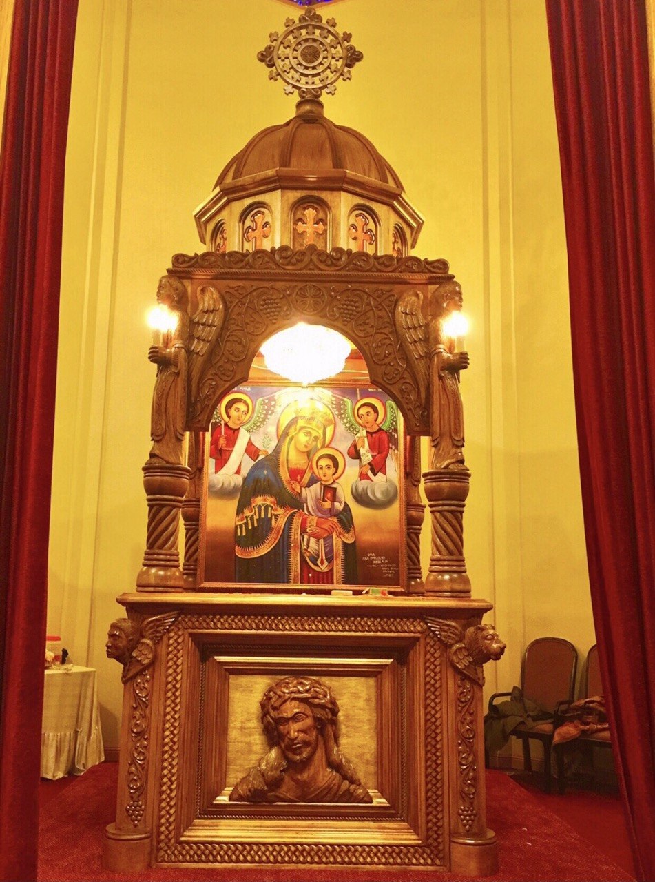 Altar Shrine with Gold Interior and Christ Portrait